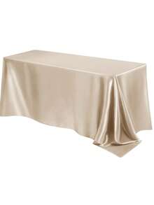 1pc Solid Color Satin Tablecloth, Must-Have For Dates! Cream Color Tablecloth In Ins Style, Solid Color Soft And Elegant, Living Room Tea Table Cover, Gray, Black, Champagne, White - Champagne - View 3