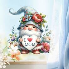 Mother's Day Wall Sticker, Dwarf Holding Love Mom Sign, Heartfelt Refrigerator Magnet, Holiday Window Decal, PVC Material With Glue - Mother's Day Wall Stickers - View 2
