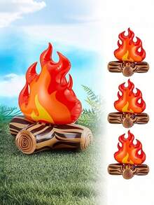 1/2 piezas Decoración inflable con llamas, adecuado para decoración de fiestas de camping, uso en interiores y exteriores, un accesorio realista de fogata - Multicolor - Ver 3