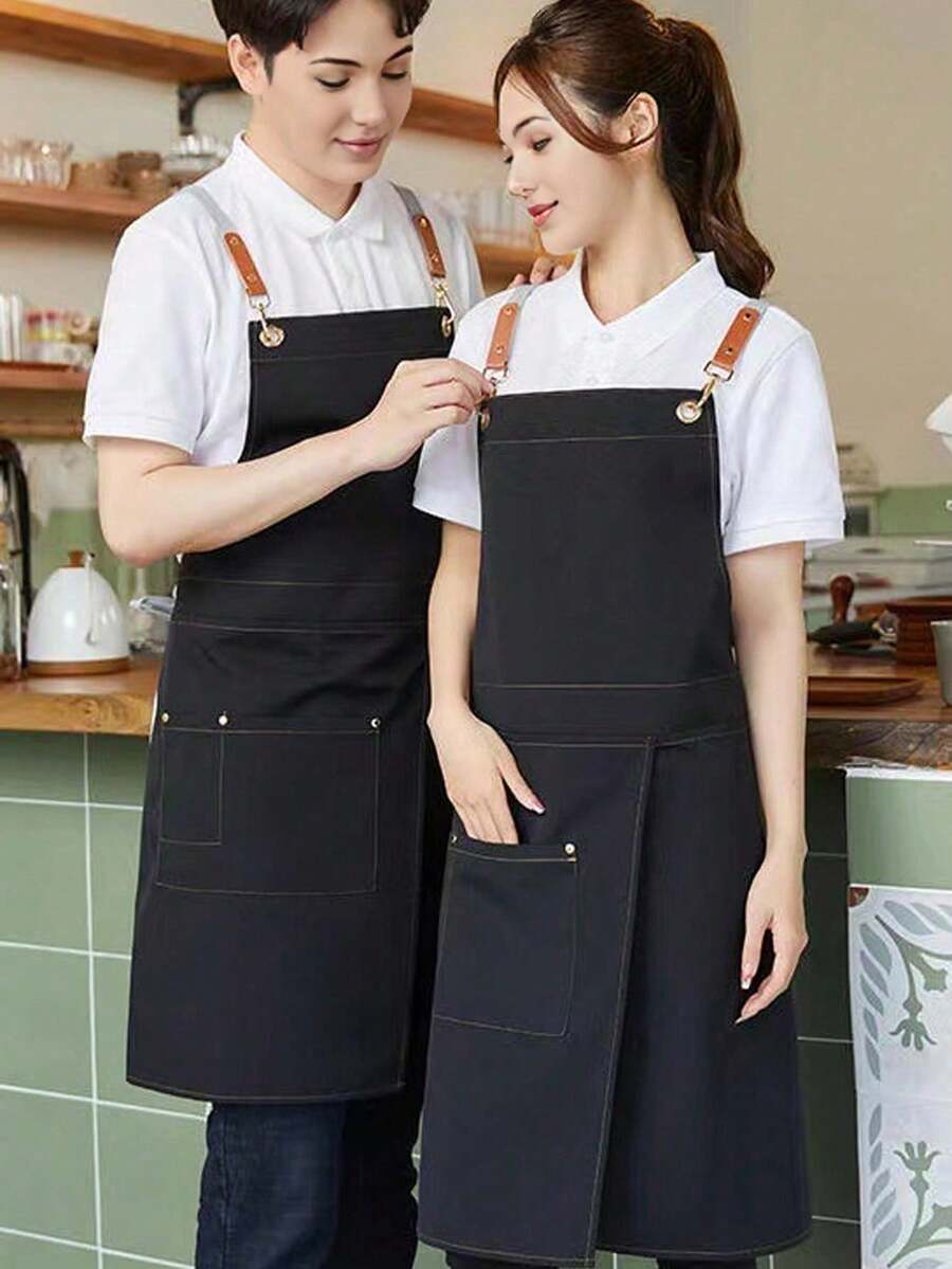 1pc Women's New Fashion Kitchen Apron, Men's Chef Work Apron, Women's Cooking Apron, Household Kitchen BBQ Restaurant Bar Shop - Multicolor - View 1