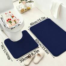 2 piezas Juego de alfombras de baño suaves, material de espuma de memoria de lujo, diseño en forma de U curva, forma rectangular, súper absorbente y antideslizante, hecho de fibra de poliéster, decoración de baño de lujo - Conjunto sencillo de dos piezas - Ver 19
