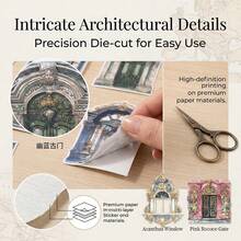 10 Pcs Door Windows Frame Scrapbook Stickers For Junk Journal Card Making Collage Photo Album Handmade DIY Paper Craft Decoration, Hollow Cutout Scrapbook Supplies Scrapbooking - Stickers - View 4