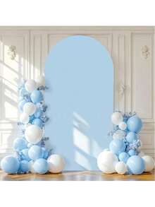 1pc Blue Wedding Party Arch Decor Cover, 5ft, 6ft, 6.6ft, 7.2ft, 8ft Wedding Arch Cover, Double-Sided Spandex Arch Backdrop Fabric, Suitable For Birthday Party Wedding Arch Stand Decoration (Arch Stand Not Included, Fabric Background Only) - Baby Blue - View 2