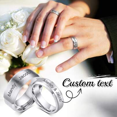 Personalized Custom Men's Engagement Ring, Customizable With Name/Date/Logo, 8mm Tungsten Carbide/Stainless Steel, Minimalistatte Brushed Finish Wedding Band, Suitable For Men And Women, Sizes 6-14 Available, Best Gift For Engagement, Valentine's Day, Wedding Anniversary
