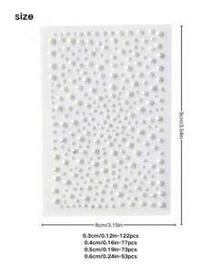 Pegatinas autoadhesivas de perlas y rhinestones, pegatinas de gemas de cristal acrílicas, adecuadas para DIY en rostro, cabello, maquillaje de ojos, manicura, Body y manualidades - Blanco - Ver 11