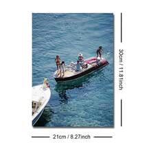 1 Peça Pôster de Fotografia em Tela da Paisagem Costeira de Porto Ercole no Verão, com ou sem Moldura, Arte de Parede de Paisagem de Viagem Itália, Iate, Oceano, Decoração Estética de Casa de Praia, para Apartamento, Sala de Estar, Quarto, Decoração Moderna de Casa - 485 - A - Visão 10