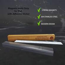 Soporte magnético para cuchillos para pared sin perforación soporte magnético de acero inoxidable de 16 pulgadas autoadhesivo tira magnética para cuchillos de cocina con calcomanía - Plateado - Ver 5