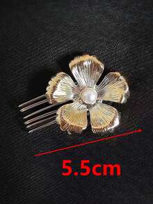 1 pieza/3 piezas Peine de flores de estilo palaciego de unicolor y floral elegante de aleación de zinc con perla retro, pasador de flor de perla de temperamento francés adecuado para uso diario, baile de graduación, boda, todas las estaciones, verano, vacaciones, viajes, accesorios para el cabello, pinzas de pelo - Multicolor - Ver 8