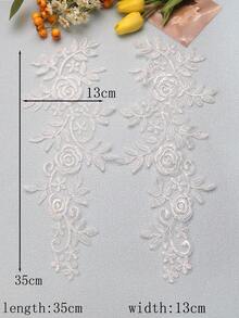 Colorful 3D Lace Applique Fan DIY Patch Flower Fabric, Multiple Colors Available, In Stock, Width: 13.5cm/Length: 36cm - White - View 6