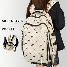 New Fashion Bow Printed Large Capacity Backpack For Students, Versatile, Casual, Multi Pocket Commuter, Women's Backpack - Multicolor - View 2