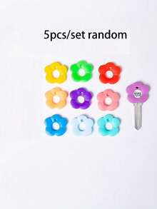 30pcs Colorful Silicone Key Covers, Flower Shaped Elastic Key Caps, Made Of Silicone Material, Easy To Install, Vibrant Colors, Secure Fit, Minimalist And Compact, Suitable For Home Keys - Multicolor - View 12