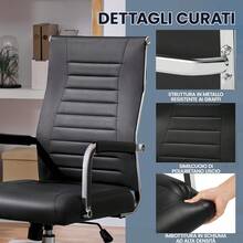 Office Chair White Desk Ergonomic Faux Leather High Back Reclining Rocking 360 Swivel Wheels °   Adjustable Height, Load Capacity 136 KG - 黑色的 - 查看 5