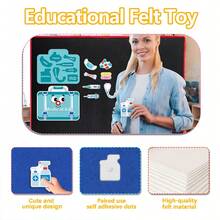 10 piezas Tablero de identificación interactiva de fieltro con herramientas médicas, suministros de aprendizaje y entrenamiento cognitivo, esencial para volver a la escuela - Multicolor - Ver 8