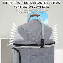 Carreola para Mascotas Plegable y Ligera - Cochecito Portátil con Transportín Desmontable para Perros y Gatos Ideal para Viajes Caminatas y Compras hasta 15 kg de Capacidad - Gris - Ver 5
