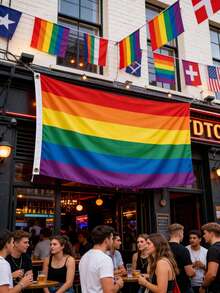 2 piezas/1 pieza Bandera del Orgullo LGBTQ+ Arcoíris, Bandera del Progreso Gay, Bandera "El Amor es Amor", Orgullo Gay, Bisexual, Lesbiana, Pansexual, Transgénero, No Binario, Asexual, Decoración de Habitación del Orgullo, Recuerdo de Fiesta del Orgullo, Decoración Exterior del Día del Orgullo - Bandera arcoíris - Ver 5