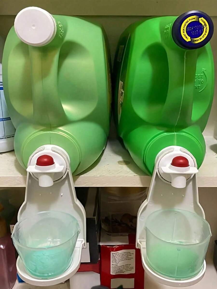 2件套洗衣液杯架和液体分配器，告别污渍和泄漏，保持洗衣机、烘干机和洗衣区清洁有序，小巧易安装，适用于大多数瓶型，洗衣房配件，浴室收纳（可选2件/1件）