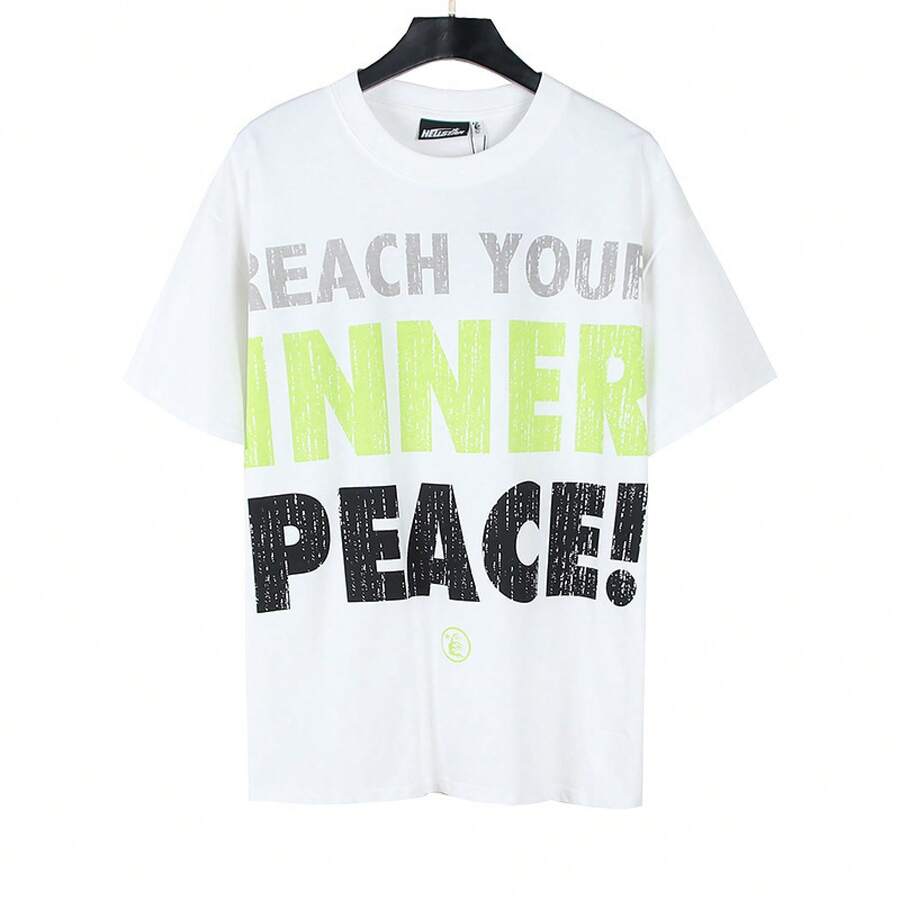HellST Loose Fit Streetwear Cotton Tee, Casual Unisex Oversized T-Shirt, Couple Matching Short Sleeve - A723 White - View 1