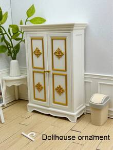 1:12 Scale Miniature Wardrobe, Double Door Closet, Realistic Wardrobe Model, Openable Closet Model, Miniature Hangers, Mini Home Decor, Micro Scene Photography Props, Tiny Furniture Model - Wardrobe Ornaments - View 2