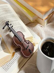 1pc 1:12 Scale Miniature Violin Model With Bow, Realistic Dollhouse Musical Instrument Model, Brown Plastic Made Mini Violin, Miniature Music Instrument, Suitable For Dollhouse Decor, Scene Setting, Music Room Display, Also A Great Birthday Gift, Christmas Decoration, Cake Topper And Photography Prop For Music Lovers - Multicolor - View 7