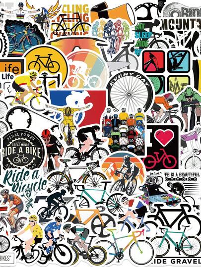 60PCS Bike Stickers Outdoor Sports Bicycle Race Stickers For Water Bottles Scrapbooking Stickers Waterproof Vinyl Stickers