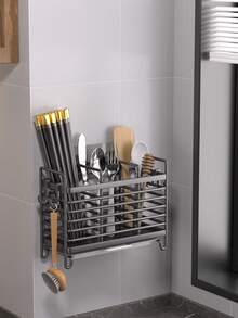 1 cái giá đựng đũa bằng thép không gỉ 2/3 khe, giá để ráo dao kéo, giá sắp xếp dụng cụ nhà bếp, thích hợp cho gia đình và ký túc xá, có khay hứng nước, phụ kiện nhà bếp. - Nhiều màu - Xem 15