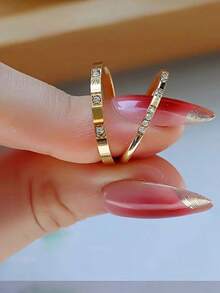 2pcs/Set Minimalist Titanium Steel Non-Fading Rings, Fashion Versatile Rings For Daily, Commute, Date - 2 Rings - View 6