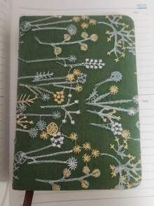 1pc Thickened Retro Linen Floral Tree Embroidered Fabric Cover Pocket Notebook, Portable Small Size School Supplies - A6 - View 2