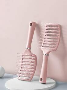 1/2pcs Pink Large Tooth Comb, Hair Curling Brush, Backcombing Volumizing Styling Tool, Air Cushion Massage Brush, Anti-Hair Loss, Suitable For All Hair Types, Long Thick Curly Natural Hair - Multicolor - View 1