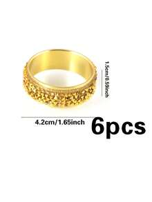 1/6pcs High-End Minimalist Rhinestone Napkin Rings, Suitable For Wedding Party Table Decor, Napkin Holders For Holidays, Valentine's Day, Thanksgiving, Mother's Day - Multicolor - View 7