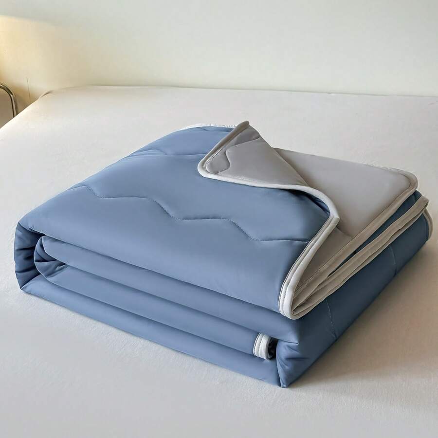 Cooling Summer Quilt, Air Conditioning Quilt, Machine Washable Summer Blanket, Single/Double Bed Summer Quilt, Thin Summer Cooling Quilt, Suitable For Camping And Hiking, Without Pillowcase And Inner Core - Dusty Blue - View 1
