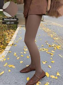 Women's Coffee Brown Matte Full Length High Elastic Smooth Comfortable Velvet Anti-Snag Versatile Commute Tights Suitable For Spring And Summer - Coffee Brown - View 7