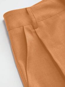 Vela Rue Minimalist Design Jumpsuit With Hook & Zipper Closure, Lightweight Semi-Sheer Navy Blue Solid Color Wide Leg Pants, Fashionable Wide Leg Trousers For All Seasons - Red Orange - View 3