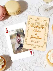 1pc Custom Text Wedding Playing Cards – Personalized 36-Style Couple Name & Date Deck | Romantic Wedding Favor For Guests, Bridal Shower & Engagement Party | Unique Wedding Keepsake & Table Decor - Multicolor - View 38