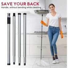 Commercial Disposable Non-Woven Mop With Universal Headband, Super Absorbent Refills, Stainless Steel Telescopic Handle With Swivel Hook For Easy Storage, 3 Mop Heads Included - 1 - View 4