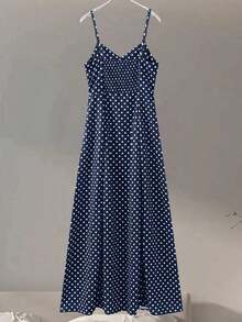 Women's Polka Print Backless Sleeveless Dress Black Summer Party Elegant - Fiery Red - 查看 11