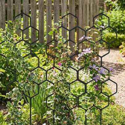 1pc Honeycomb-Shaped Plant Climbing Support Rack, Suitable For Indoor And Outdoor Potted Vines And Flowers, Space-Saving. Ideal For Climbing Plants, Plant Shaping And Fixation, Unique Design To Enhance Home And Garden Decor. Applicable For Flowers And Vegetables, Supporting Potted Plants, Maintaining Lawns, A Must-Have For Summer.