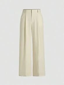 Minimalist Design Drape Effect Suit Pants, European & American Fashion Straight Leg Casual Trousers, Loose Wide-Leg Pants, All Seasons Spring - 藏蓝色 - 查看 1