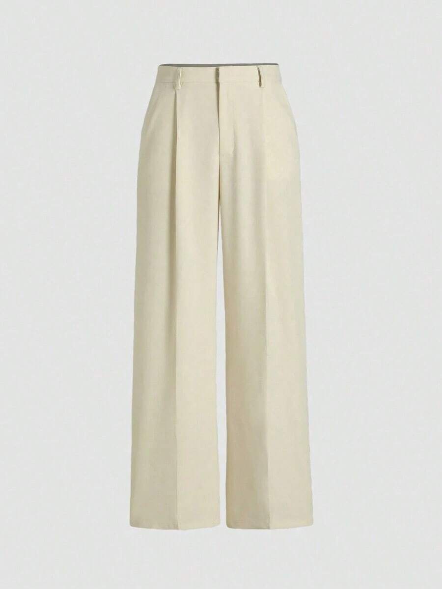 Minimalist Design Drape Effect Suit Pants, European & American Fashion Straight Leg Casual Trousers, Loose Wide-Leg Pants, All Seasons Spring - 藏蓝色 - 查看 1