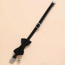 1pc Black Polyester Solid Color Bow Pet Collar - Black - View 2
