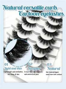 7 Pairs Wispy Flared False Eyelashes, Suitable For Daily Makeup Use - Black - View 4