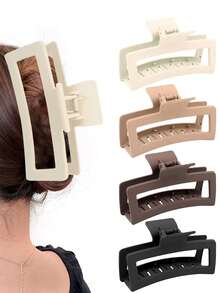 Kẹp tóc càng cua cỡ lớn 10,5cm dành cho tóc dày và dài, bộ 4 chiếc, kẹp tóc hình chữ nhật cỡ lớn, bề mặt mờ, chống trượt, kẹp tóc chắc chắn dành cho nữ, phụ kiện tóc màu trung tính, phụ kiện tóc mùa đông và mùa hè. - Nhiều màu - Xem 5