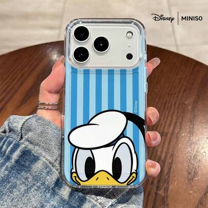 Miniso 1pc Disney Donald Duck Peekaboo Blue Stripe Design Phone Case Suitable For IPhone 17/17 Pro/17 Pro Max/17 Air/16/15/14/13/12/11/X Series Iphone 17 Pro Max Case Iphone 17 Pro Case Iphone 17 Case Stocking Stuffers The Girlfriend
