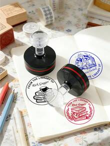 Customized Book Lover's Printer, 2 Types Of Stamps, Vintage Library Style Personalized Name Embosser For Books, Letters, Cards, Aesthetic Customized Text Ex Libris Stamp, Customizable Unique Birthday, Anniversary, Housewarming, Holiday Gift - Style C - View 4