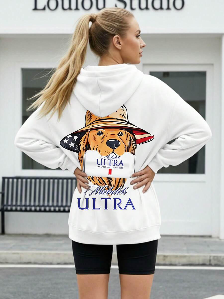 Set Of Elegant Women, Hoodie, Sets For, Sweatshirts Woman Lion Wearing Hat And Beer Label Streetwear Vintage T Shirts Graphic Tee Women's Sets, Tracksuits For Women, Tops For Women, Women's Summer Sets - 白色 - 查看 1