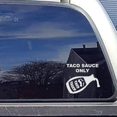 1 miếng dán xe hơi hình chữ "Nước sốt Taco" sáng tạo, ngộ nghĩnh, chống thấm nước, dùng trang trí ngoại thất cho xe tải, xe hơi, cửa sổ, cản xe (Chỉ bao gồm miếng dán)