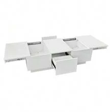 Coffee Table, High Gloss Living Room Table With Removable Storage Structure And Double-Sided Drawers. - White - View 9