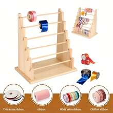 Wooden Multi-Layer Ribbon Storage Rack, Sewing Tape Roll Handmade Colorful Ribbon Display Stand, Desktop Planner Washi Tape Roll Organizer, Craft Supplies, Suitable For Back To School, Christmas - One Size - View 9