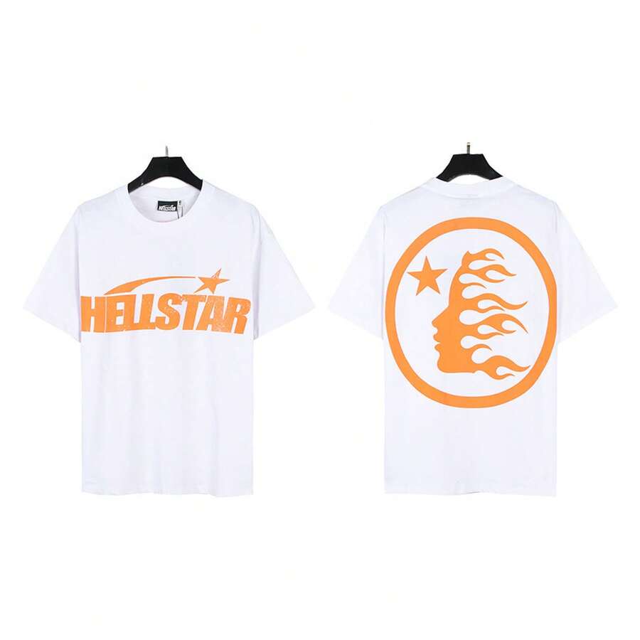 HellST Loose Fit Streetwear Cotton Tee, Casual Unisex Oversized T-Shirt, Couple Matching Short Sleeve - A730 White - View 1