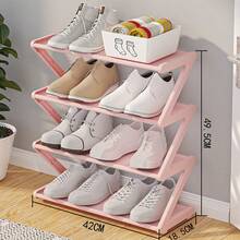 Estantería para zapatos de tubo de acero en forma de X, duradera, resistente y ahorradora de espacio, estantería de almacenamiento de zapatos, gabinete de zapatos, estantería de zapatos vertical, estantería de cuatro capas, se puede instalar sin herramientas, marco de metal duradero y resistente a la oxidación. - Multicolor - Ver 13