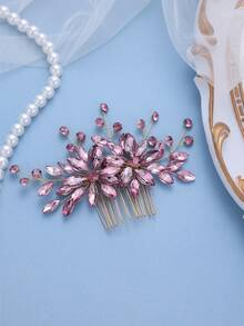 1 pièce Peigne à cheveux élégant en cristal pour femme, accessoire à cheveux avec strass, coiffure de mariée romantique, décoration de princesse pour fête, été, plage - Multicolore - Voir 11